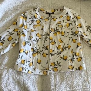 White House Black Market Lemon Patterned Jacket
